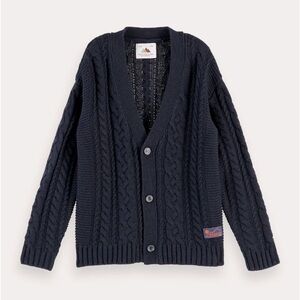 Scotch & Soda Navy Cable Knit Cardigan